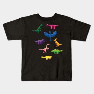 Tiny Colorful Gouache Dinosaurs Kids T-Shirt